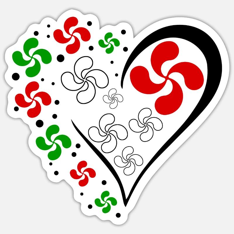 Cœur Basque - Sticker taille S (10 x 10 cm) - blanc mat