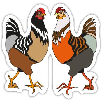 Hühner - Sticker Größe S (10 x 10 cm) - Mattweiß - Vorne