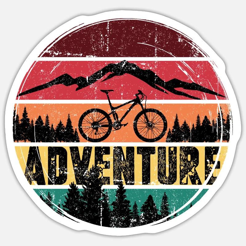 Aventure rétro en VTT - Sticker taille S (10 x 10 cm) - blanc mat