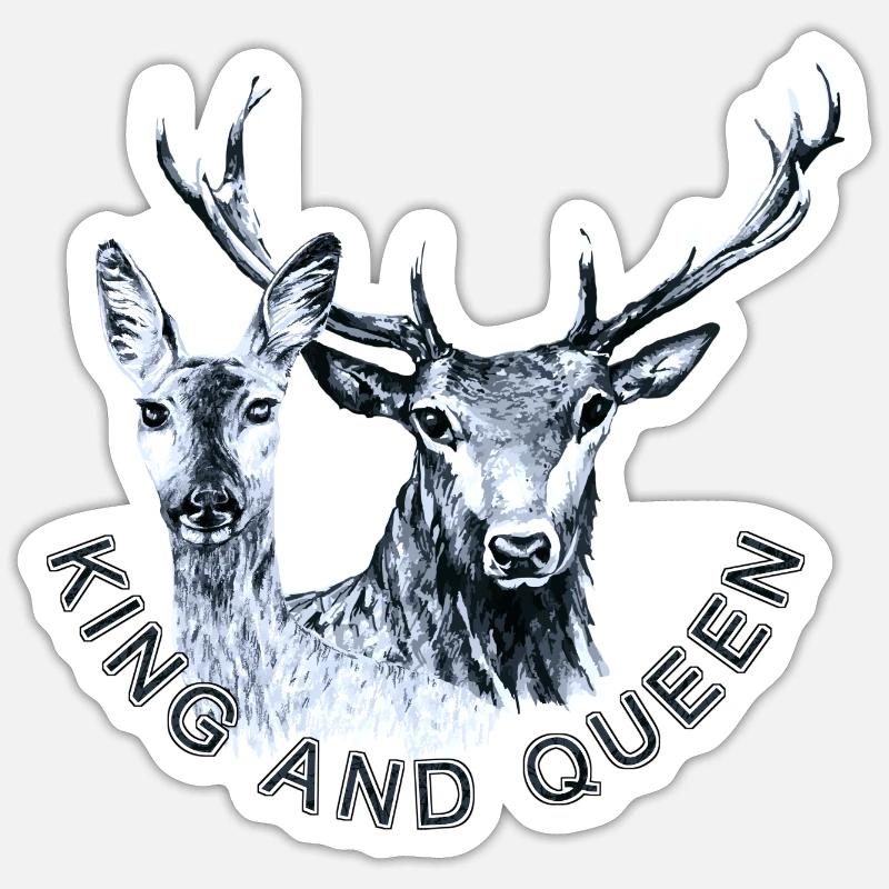 Cerfs et doses - Sticker taille S (10 x 10 cm) - blanc mat