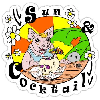 cochon - Sticker taille S (10 x 10 cm) - blanc mat - Devant