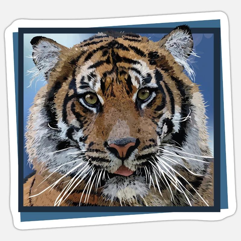 Tiger - Sticker Größe S (10 x 10 cm) - Mattweiß