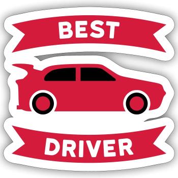 Meilleur pilote de voiture de sport (voiture de sport, bannière) - Sticker taille S (10 x 10 cm) - blanc mat - Devant