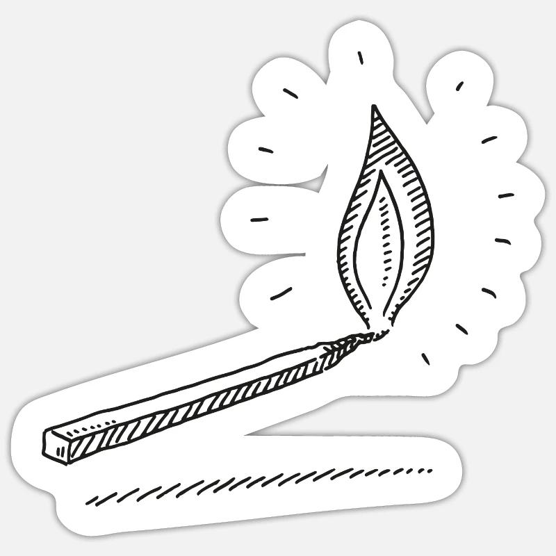 Match Light Fire Symbol - Sticker size S (10 x 10 cm) - white matte