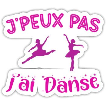 WOW j peux pas j ai Danse cadeau danseuse enfant - Sticker taille S (10 x 10 cm) - blanc mat - Devant