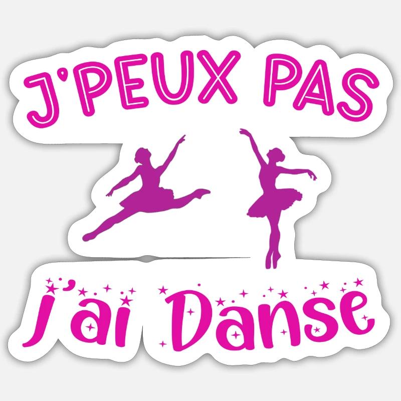 WOW j peux pas j ai Danse cadeau danseuse enfant - Sticker taille S (10 x 10 cm) - blanc mat