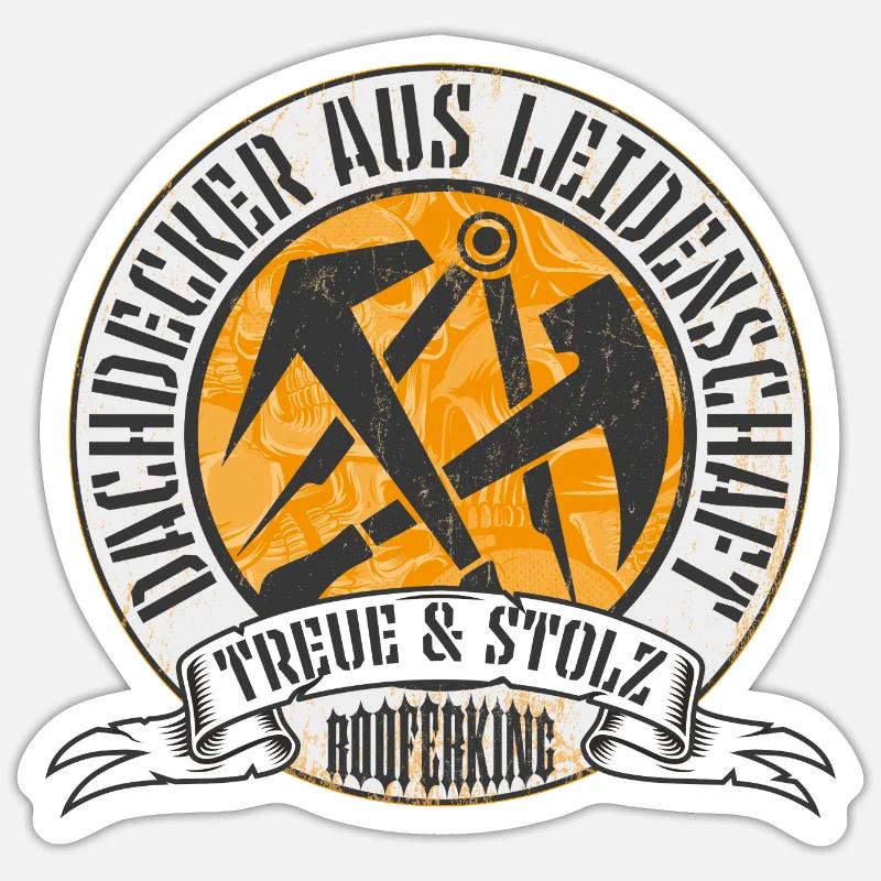 Dachdecker Shirt - Sticker Größe S (10 x 10 cm) - Mattweiß