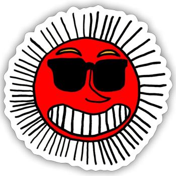 Smiling Sun with Glasses - Sticker size S (10 x 10 cm) - white matte - Front