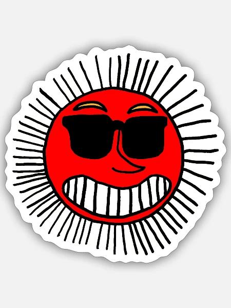 Smiling Sun with Glasses - Sticker size S (10 x 10 cm) - white matte