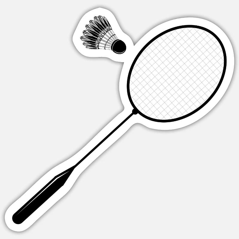 Badminton badminton with badminton racket - Sticker size S (10 x 10 cm) - white matte