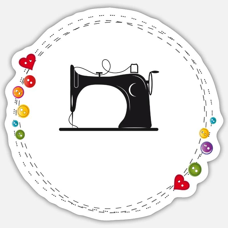 machine à coudre stylisée nostalgique avec boutons Sticker taille S (10 x 10 cm)