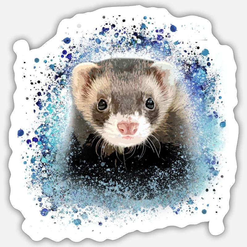 ferrets,blue,graffiti,iltis - Sticker size S (10 x 10 cm) - white matte