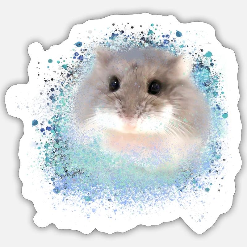 dwarf hamster,hamster,brown,graffiti,painting - Sticker size S (10 x 10 cm) - white matte