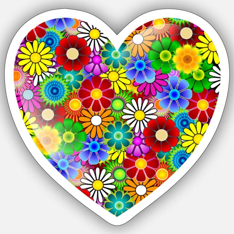 Blumenherz - Sticker Größe S (10 x 10 cm) - Mattweiß
