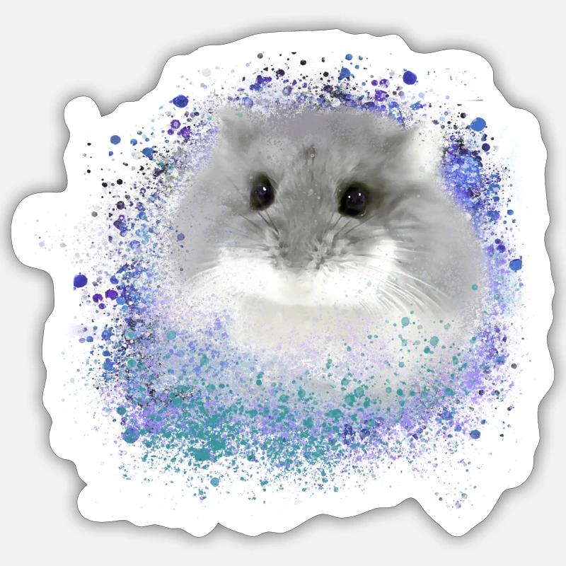 dwarf hamster,hamster,grey,graffiti,painting,blue Sticker size S (10 x 10 cm)