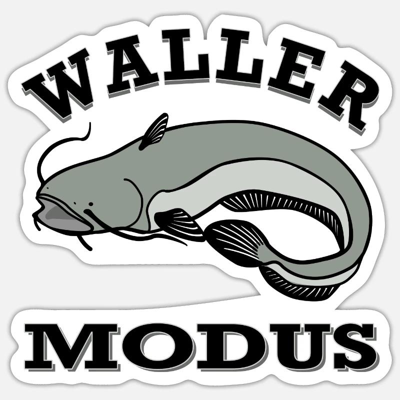 Waller - Wels Modus - Sticker Größe S (10 x 10 cm) - Mattweiß