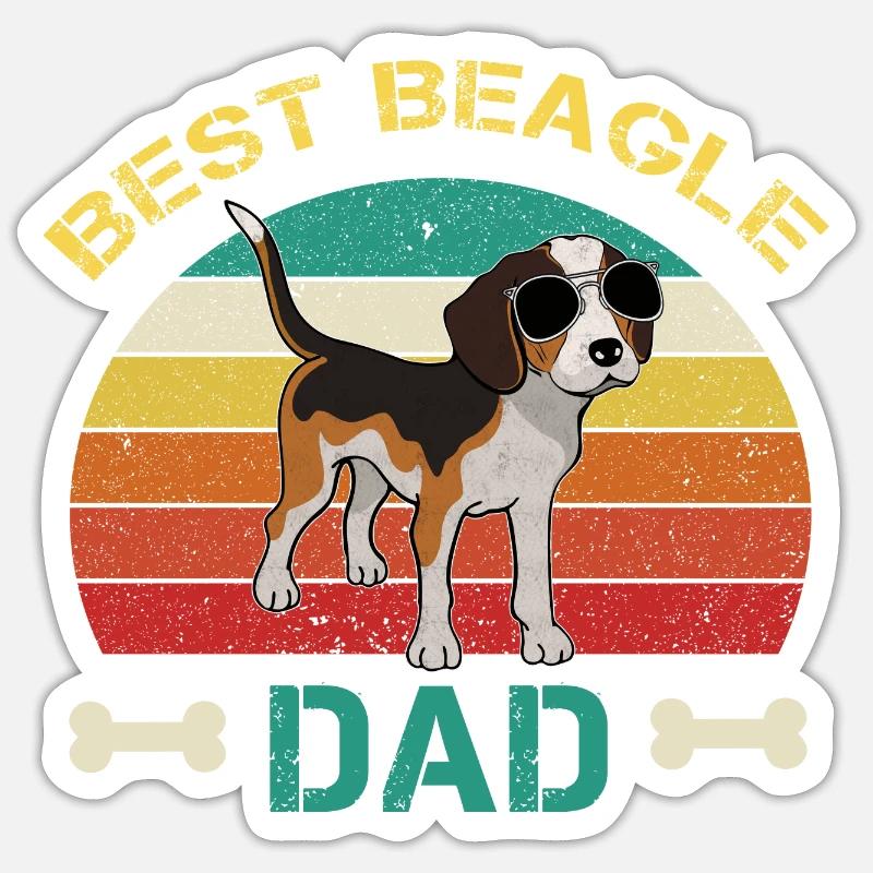 Best Beagle Dad Beaglehalter Geschenk - Sticker Größe S (10 x 10 cm) - Mattweiß