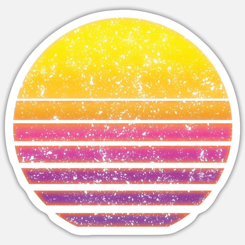 Sonne Synthwave Retro Sticker Größe S (10 x 10 cm)