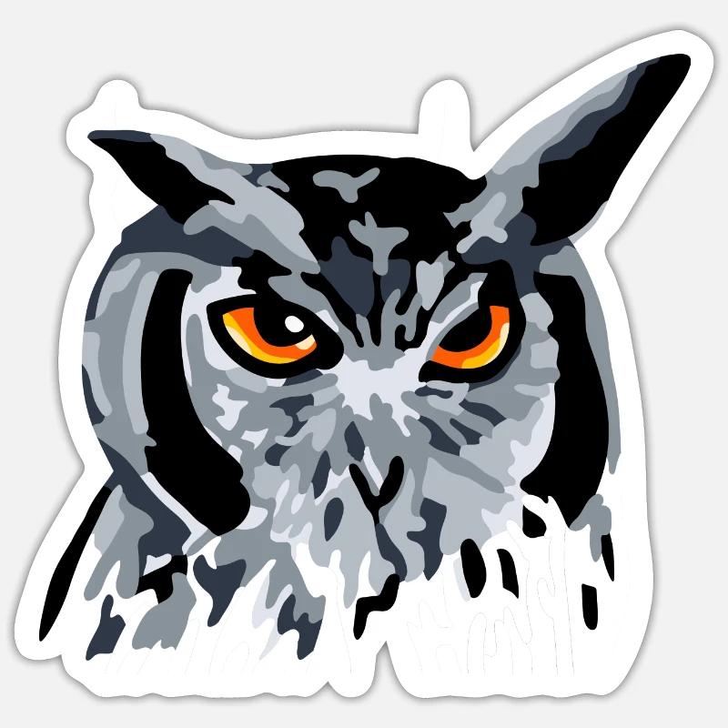 Eule Uhu Kauz Vogel - Sticker Größe S (10 x 10 cm) - Mattweiß