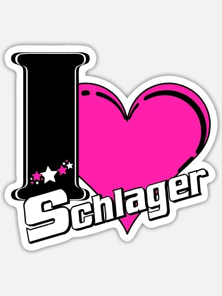Schlager Party , Schlager Musik , Schlager Liebe - Sticker Größe S (10 x 10 cm) - Mattweiß