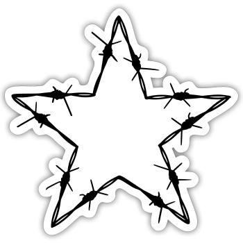 Stacheldraht 5 Eck Stern - Geschenkidee Tattoo - Sticker Größe S (10 x 10 cm) - Mattweiß - Vorne