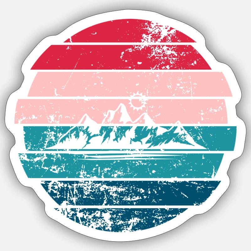 Montagne - Sticker taille S (10 x 10 cm) - blanc mat