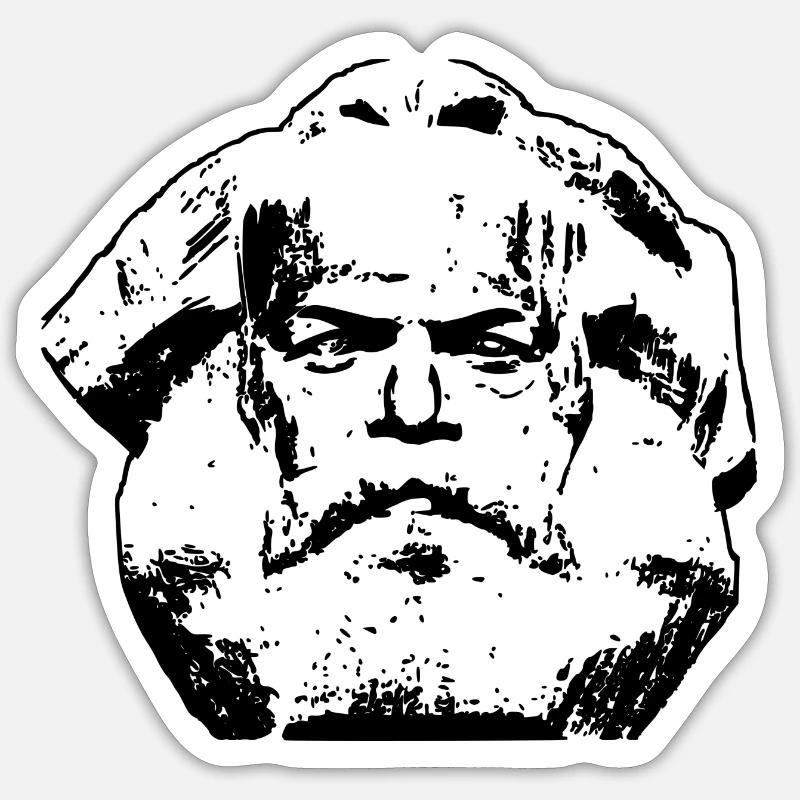 Testa di Marx nera - Sticker formato S (10 x 10 cm) - bianco opaco