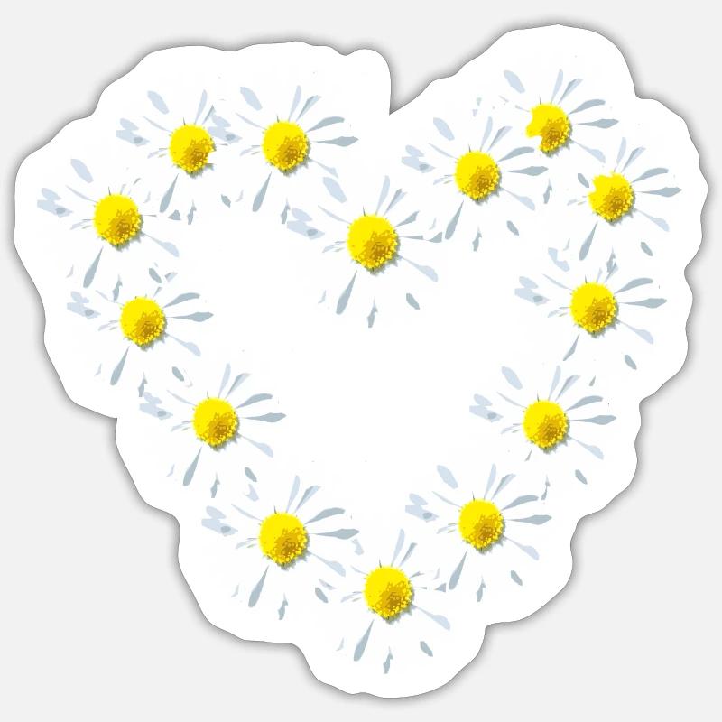 Cœur Daisy Daisy Chaud - Sticker taille S (10 x 10 cm) - blanc mat