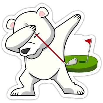dab dabbing eisbär golf bear ballsportart polar 18 - Sticker size S (10 x 10 cm) - white matte - Front
