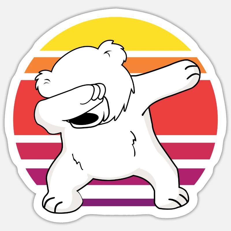 dab dabbing eisbär cool bärchen klima eisbären art - Sticker Größe S (10 x 10 cm) - Mattweiß