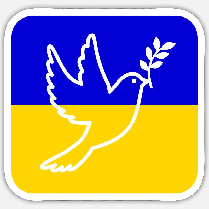 Paix Ukraine - Paix - Solidarité - Sticker taille S (10 x 10 cm) - blanc mat