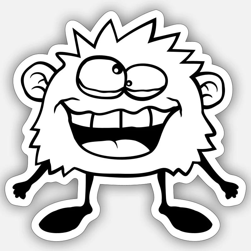 Grimace de monstre fou - Sticker taille S (10 x 10 cm) - blanc mat