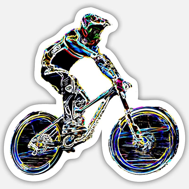 vtt descente - Sticker taille S (10 x 10 cm) - blanc mat