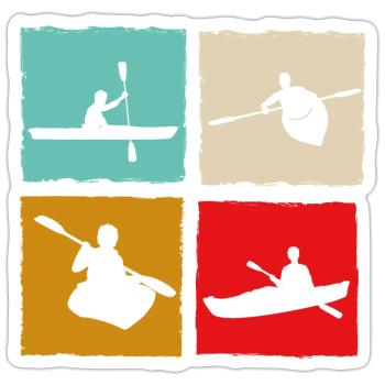 Kayak Canoe Kayak Kayaker Horizon Retro Frame - Sticker size S (10 x 10 cm) - white matte - Front