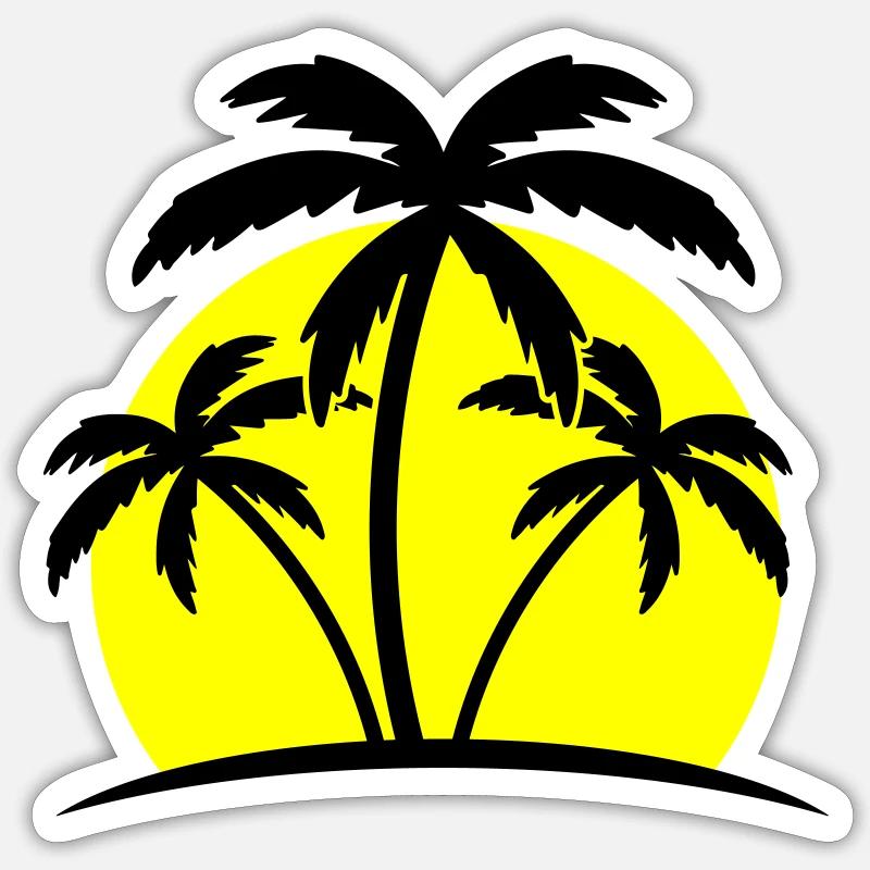 beach palm trees - Sticker size S (10 x 10 cm) - white matte