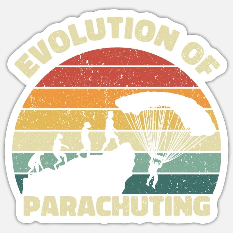 Évolution du parachutisme. Parachutisme - Sticker taille S (10 x 10 cm) - blanc mat