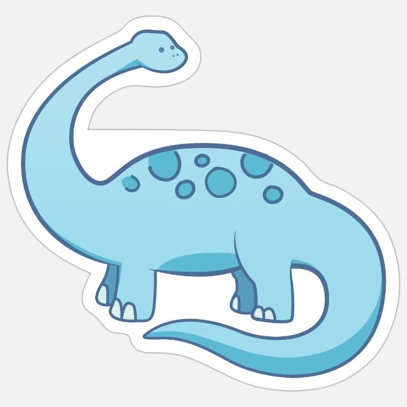 Petit dinosaure bleu mignon - Sticker taille S (10 x 10 cm) - blanc mat