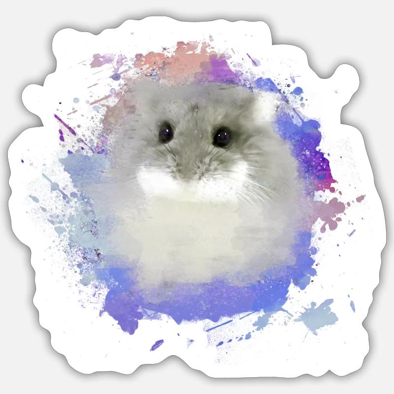 zwerghamster,hamster,bunt,graffiti,malerei - Sticker Größe S (10 x 10 cm) - Mattweiß