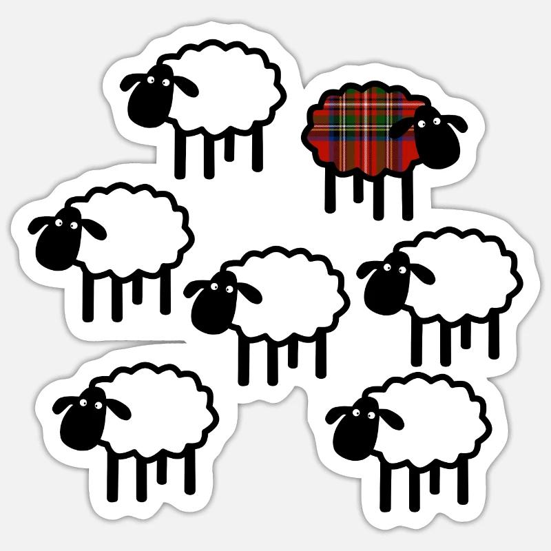 Schottische Einzelschafe - Sticker Größe S (10 x 10 cm) - Mattweiß
