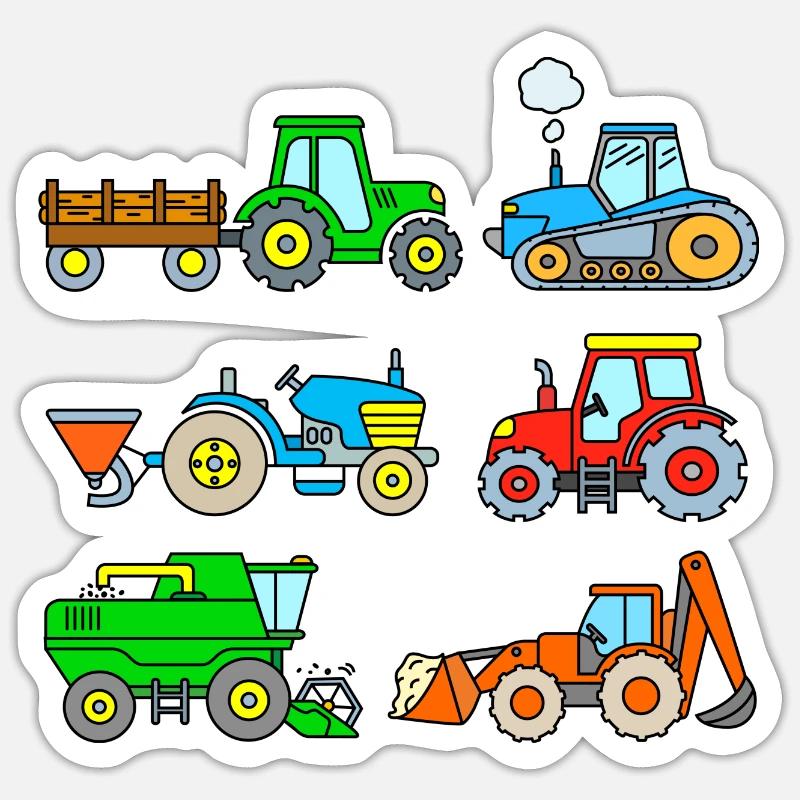 Red Tractor Moissonneuse-batteuse Excavatrice Ferme de tracteurs - Sticker taille S (10 x 10 cm) - blanc mat