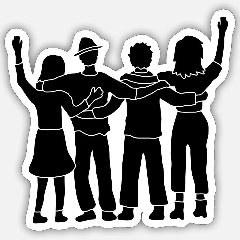 Contour Silhouette Amis - Sticker taille S (10 x 10 cm) - blanc mat