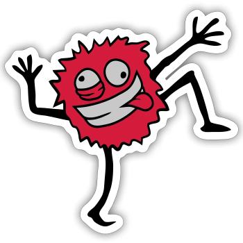 Monstre poilu dansant - Sticker taille S (10 x 10 cm) - blanc mat - Devant