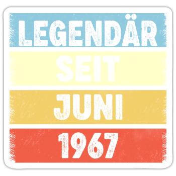 55 Jahre Legendär Seit Juni 1967 55. Geburtstag - Sticker Größe S (10 x 10 cm) - Mattweiß - Vorne