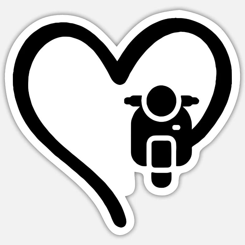 Motorroller Herz Scooter - Sticker Größe S (10 x 10 cm) - Mattweiß