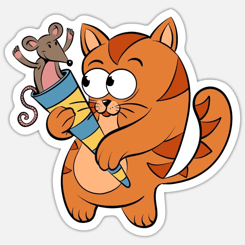 Petit chaton d’école - Sticker taille S (10 x 10 cm) - blanc mat
