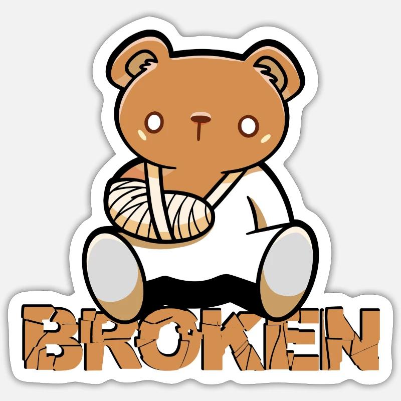 Blessé ours malade Sticker taille S (10 x 10 cm)