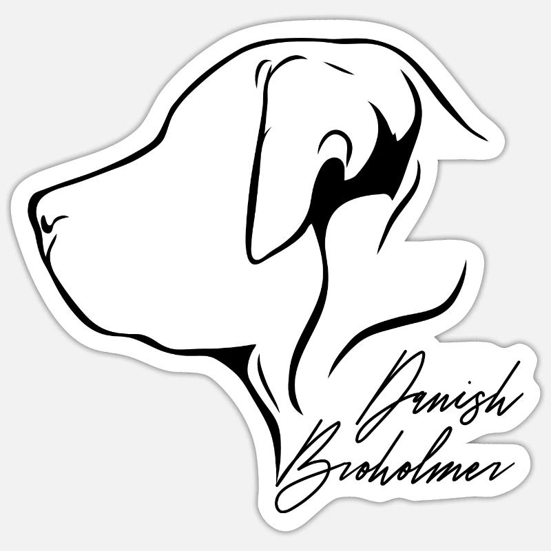DANISH BROHOLMER Profil Hunde Hund Wilsigns - Sticker Größe S (10 x 10 cm) - Mattweiß