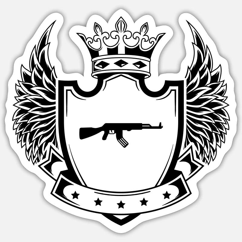 Gewehr icon wappen - Sticker Größe S (10 x 10 cm) - Mattweiß