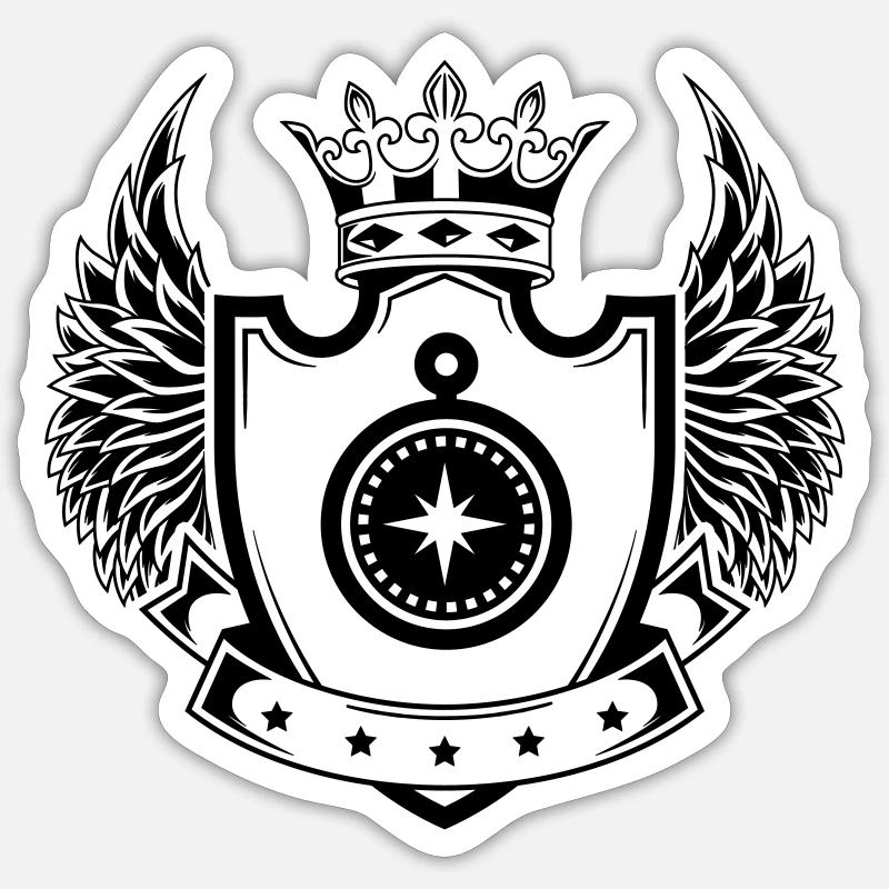 Kompass schild - Sticker Größe S (10 x 10 cm) - Mattweiß