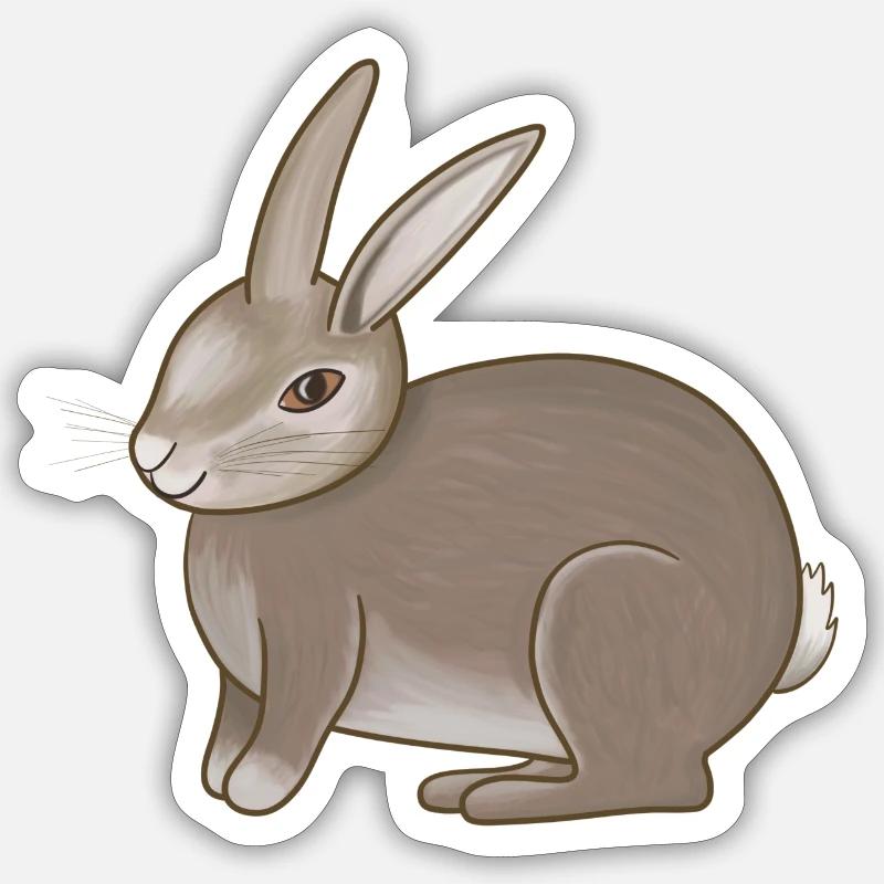 Lapin brun - Sticker taille S (10 x 10 cm) - blanc mat